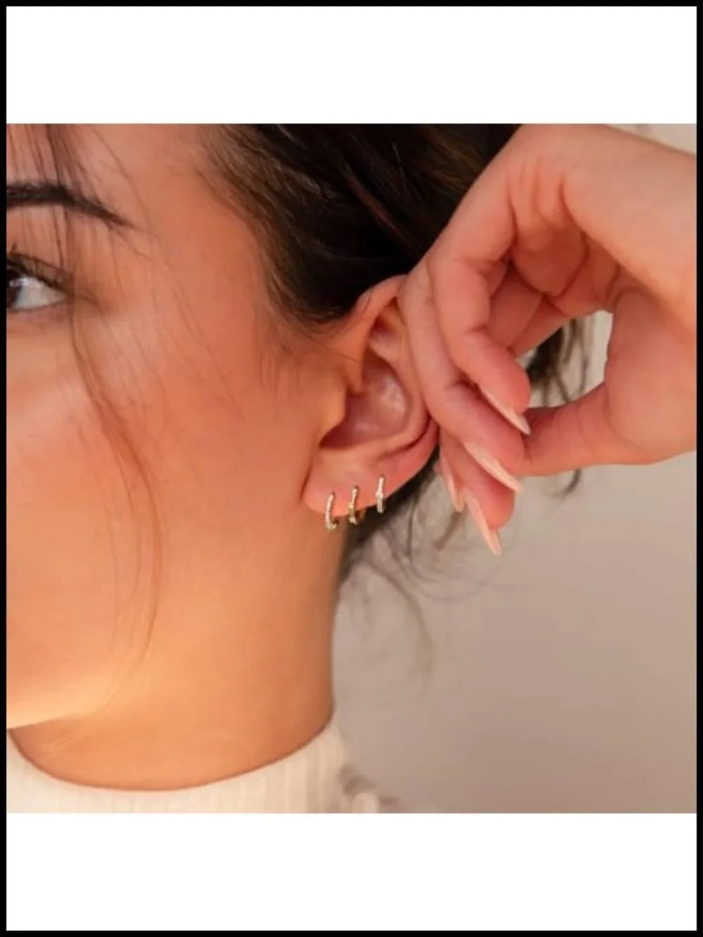 Dainty Gold Plated Huggie Hoop Earrings Set with CZ Charms Hypoallergenic
